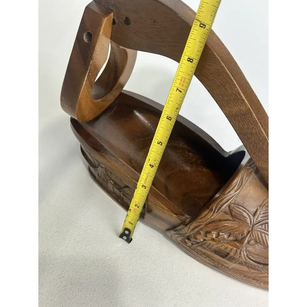 Vintage Handmade Wooden Shoe Shaped Wine Bottle Holder Carved Hawaiian